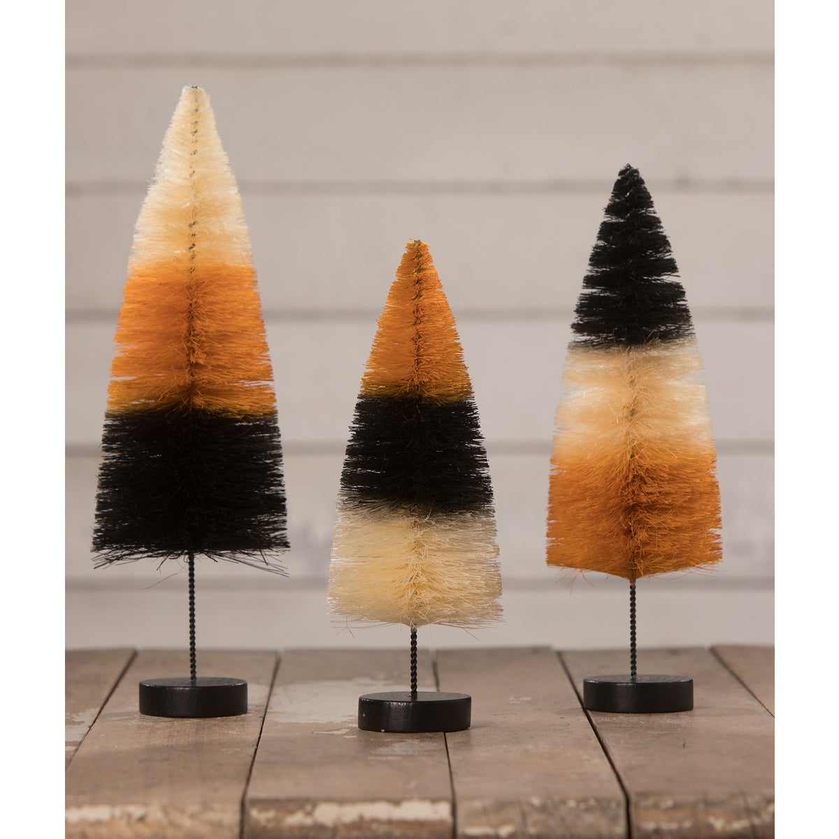 Halloween Traditional Stripe Bottle Brush Trees S3