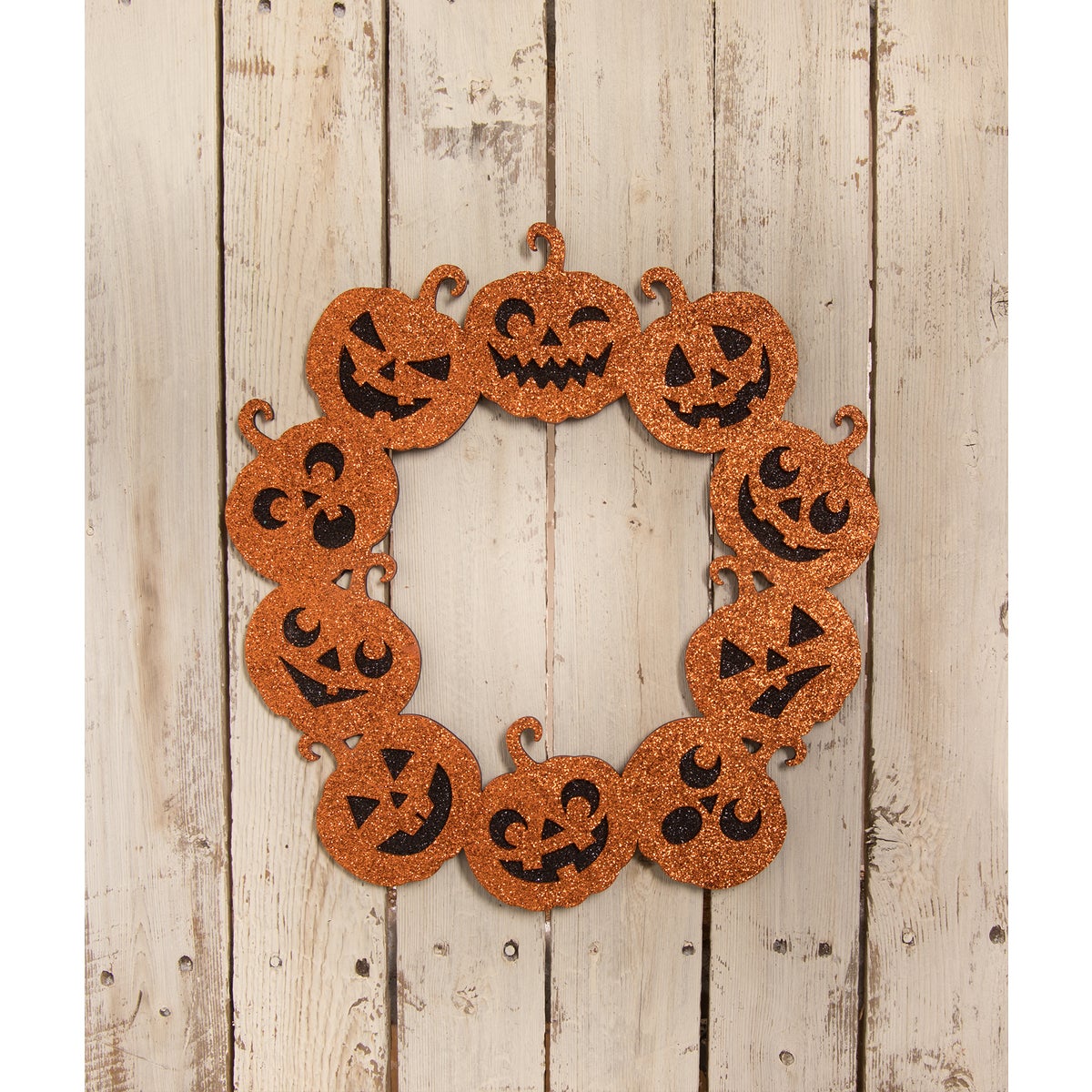 Jack-O-Lantern Glitter Wreath