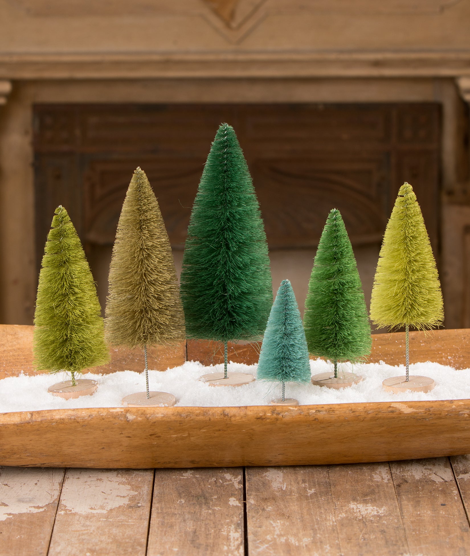 Bethany Lowe Pastel Forest Bottle Brush Trees Set of 6