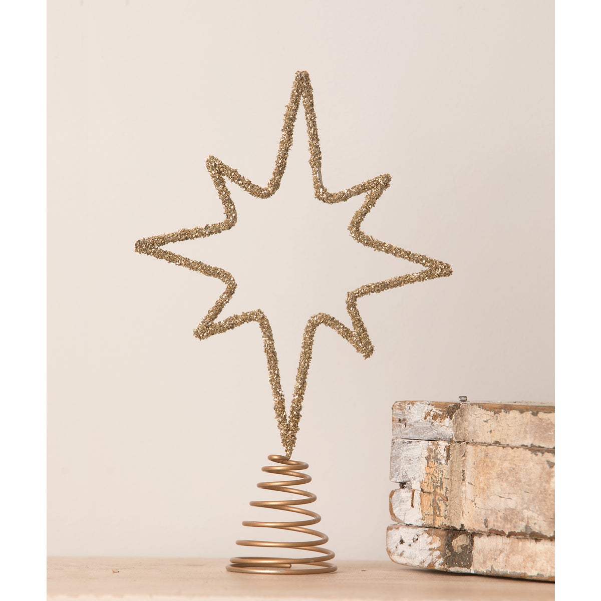 Old Gold Moravian Star Wire Tree Topper