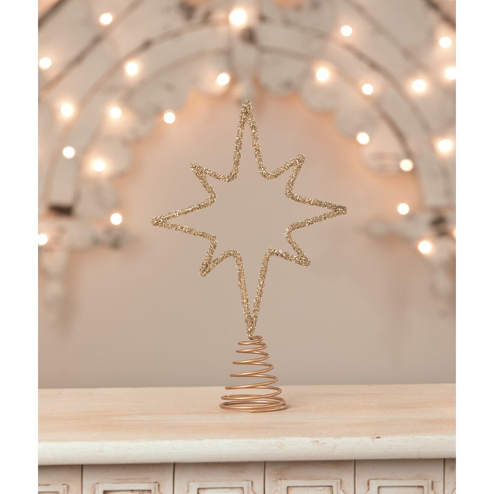Old Gold Moravian Star Wire Tree Topper
