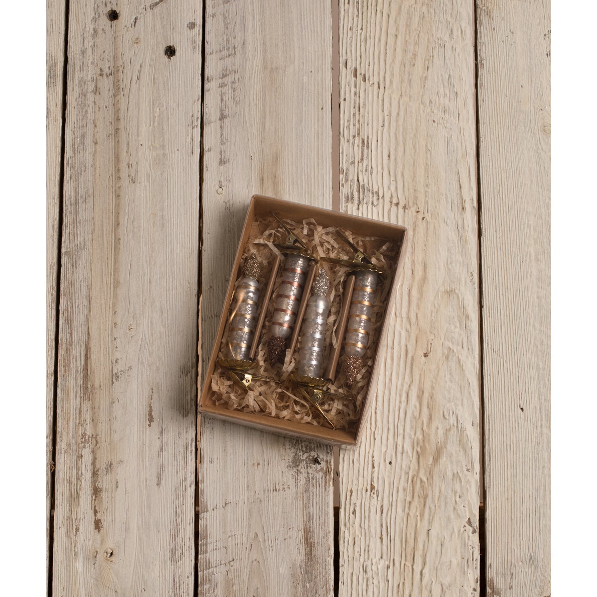 Metallic Striped Candle Ornaments S4