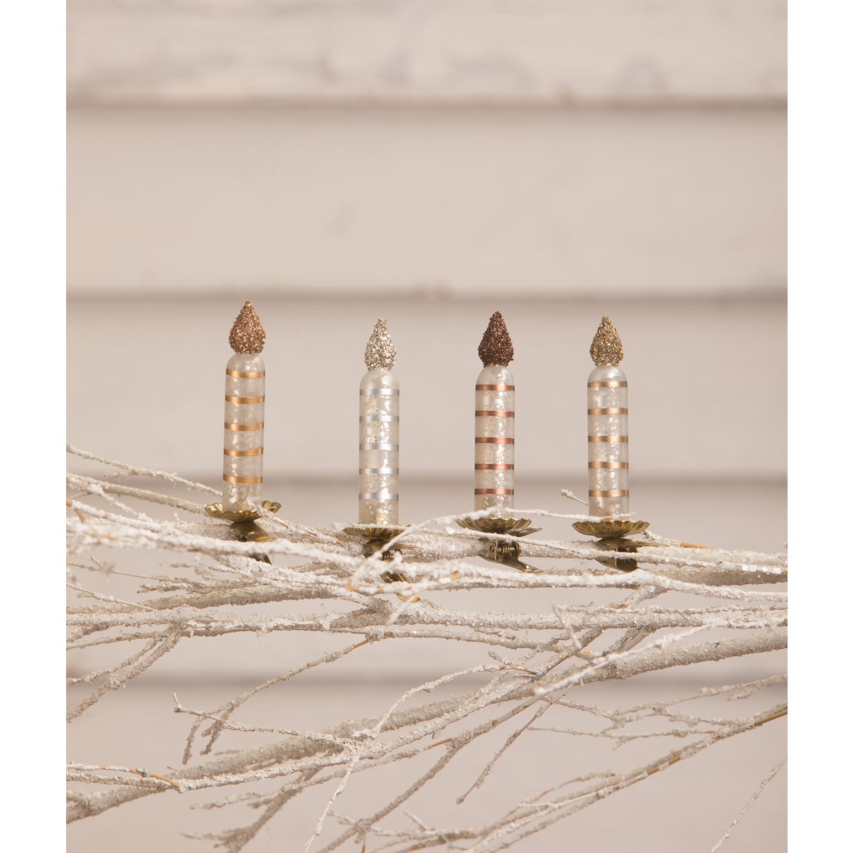 Metallic Striped Candle Ornaments S4
