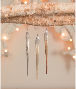 Metallic Ombre Icicle Ornaments S3