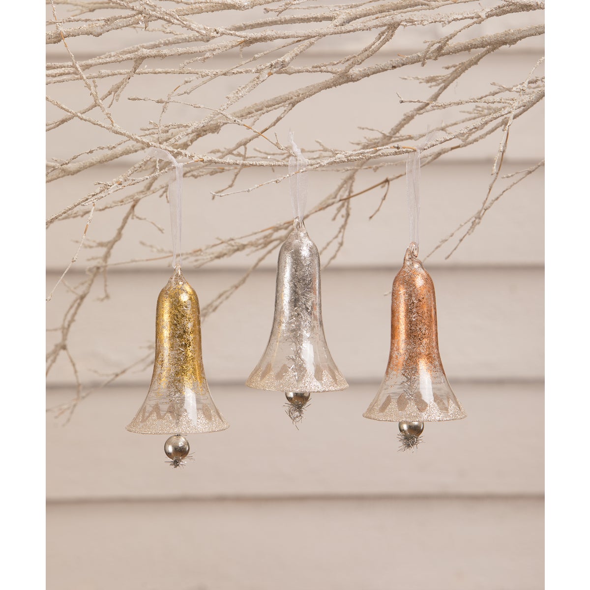 Metallic Silver Bell Ornament