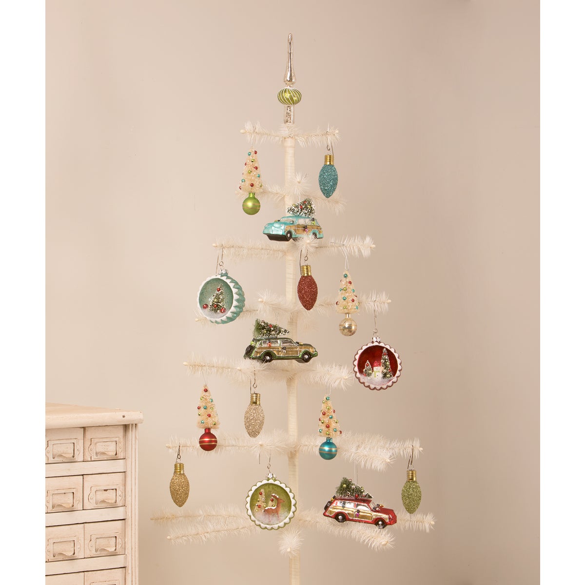 Retro Bottle Brush and Baubles Ornaments S4