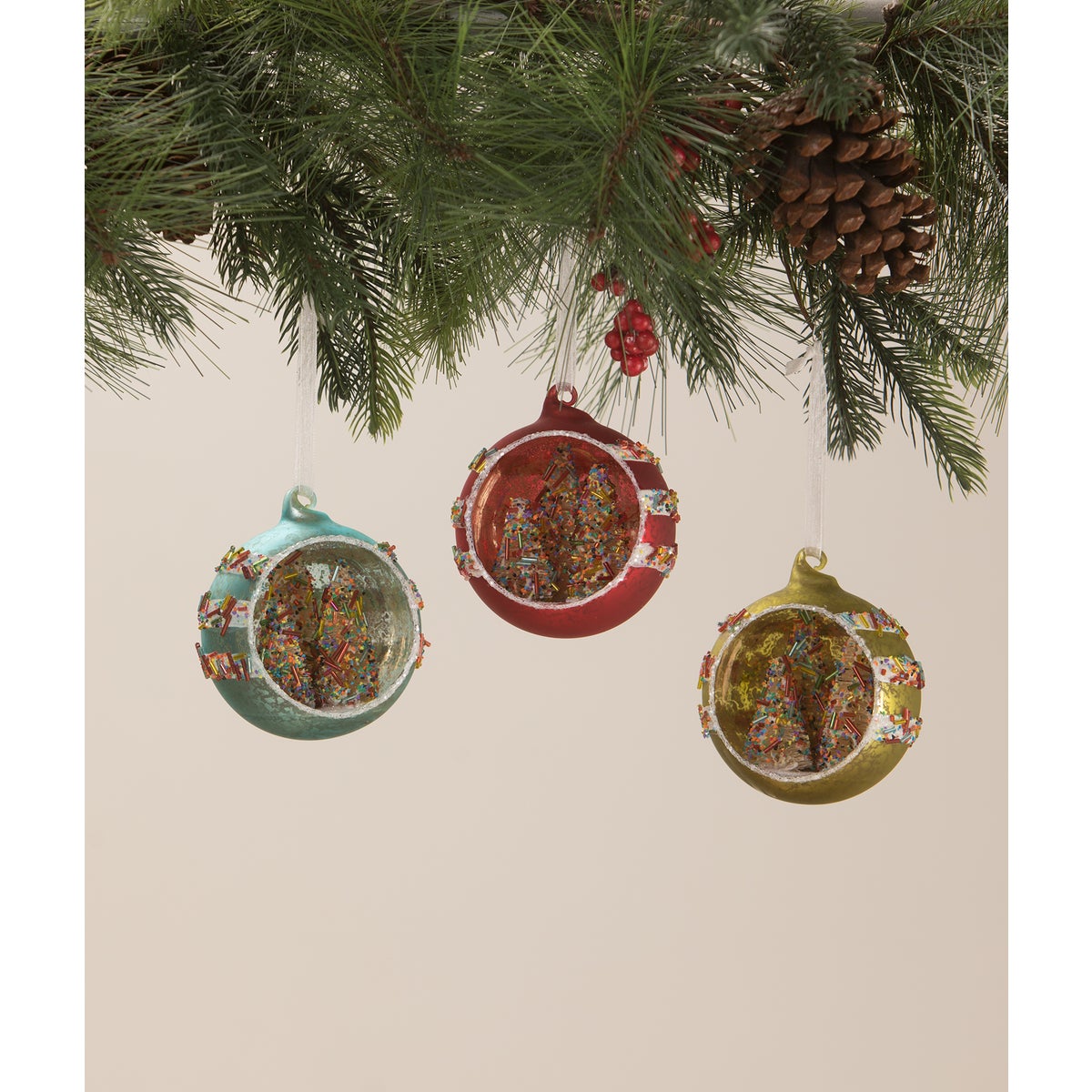 Sprinkles Tree Diorama Glass Ornaments S3
