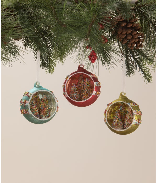 Sprinkles Tree Diorama Glass Ornaments S3