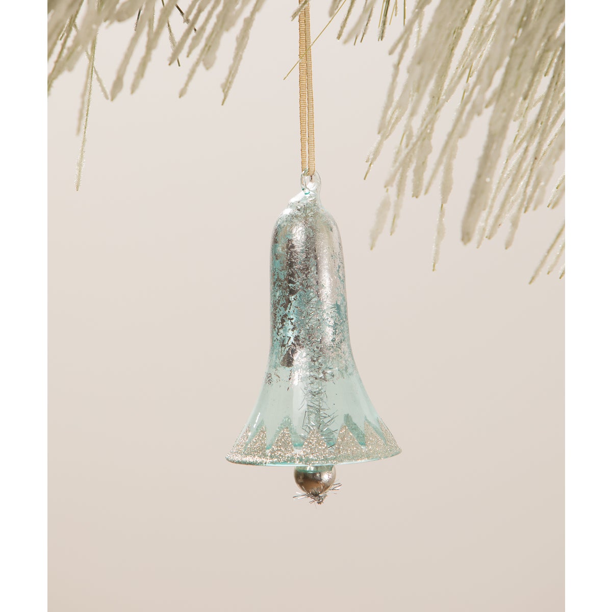 Retro Glass Bell Ornament Blue