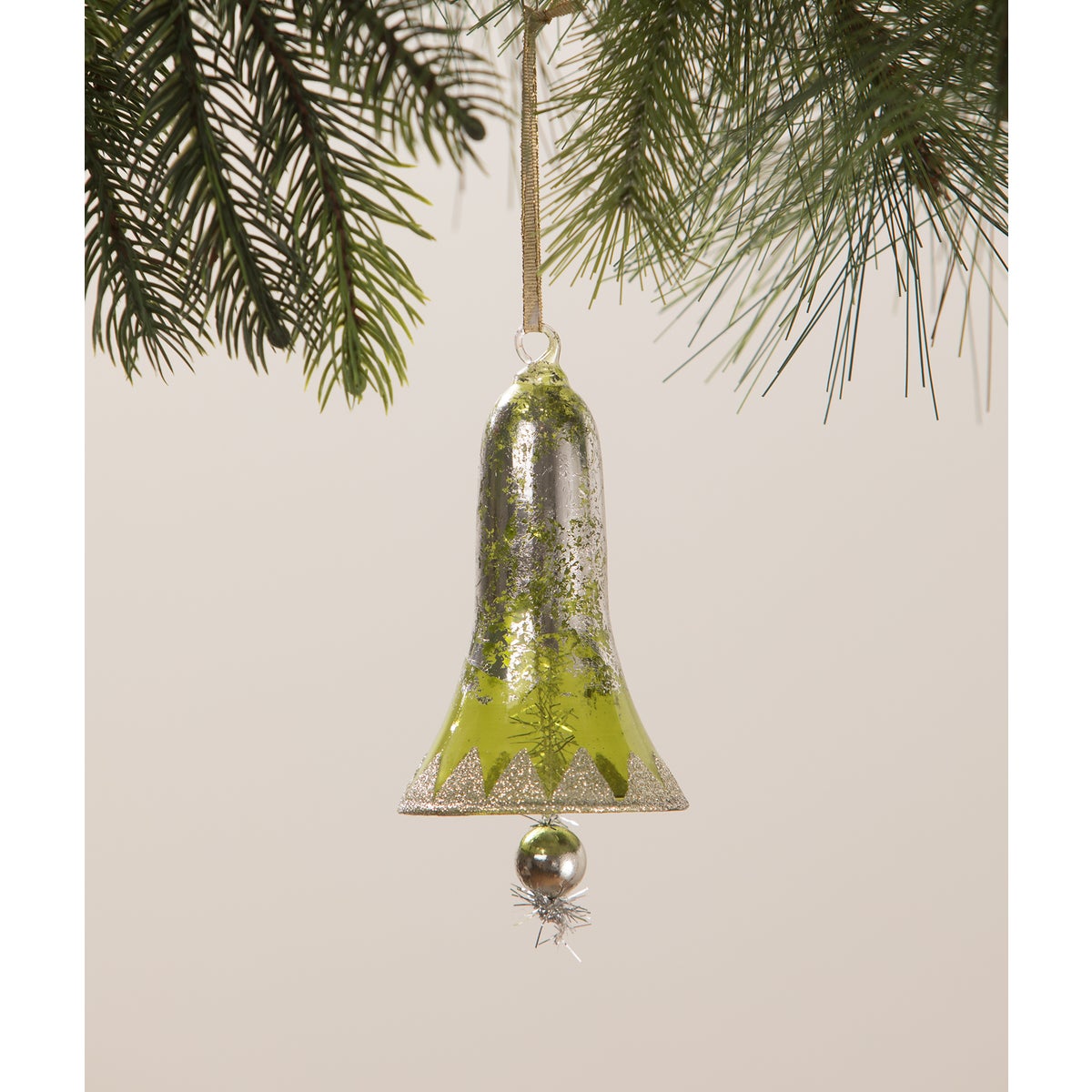 Retro Glass Bell Ornament Green