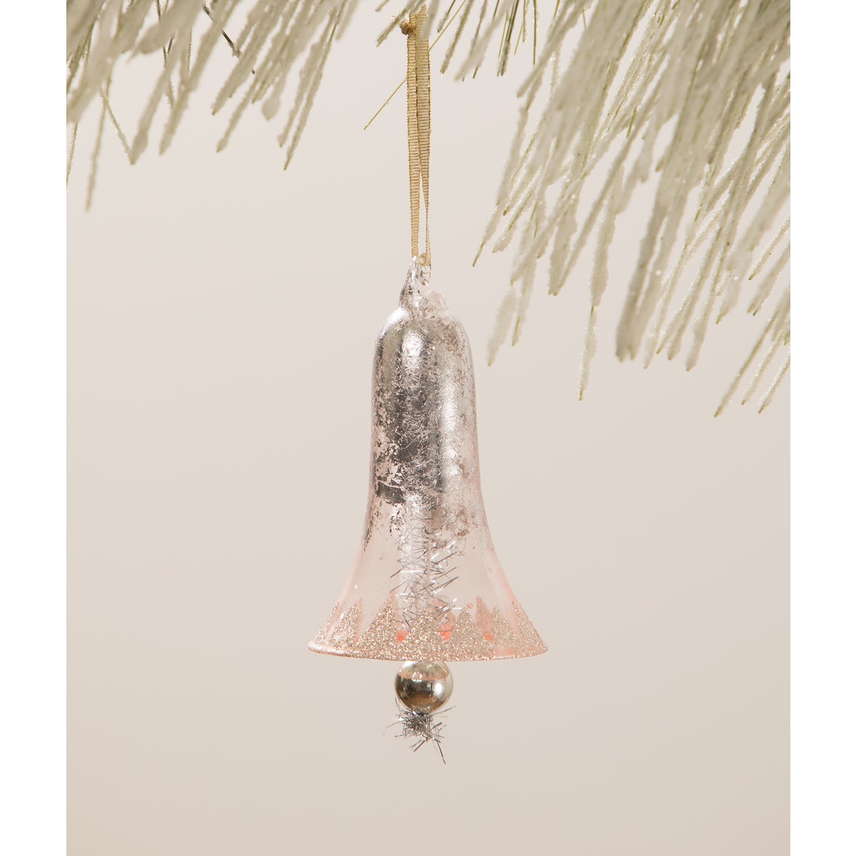 Retro Glass Bell Ornament Pink