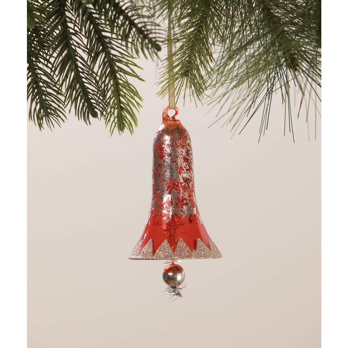 Retro Glass Bell Ornament Red