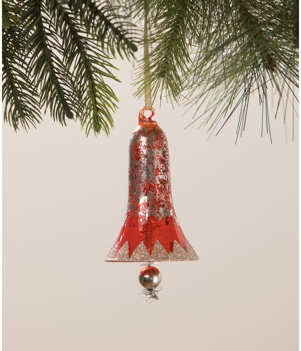Retro Glass Bell Ornament Red