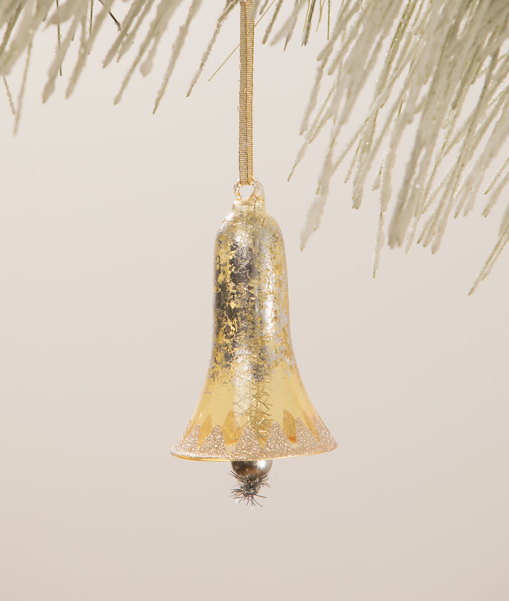 Retro Glass Bell Ornament Gold - retro christmas | Bethany Lowe