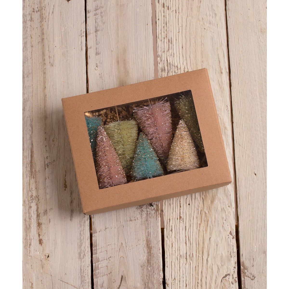 Pretty in Pastel Mini Bottle Brush Trees in Box S7