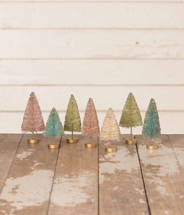 Mini Green Ombre Bottle Brush Trees  Bethany Lowe Christmas 