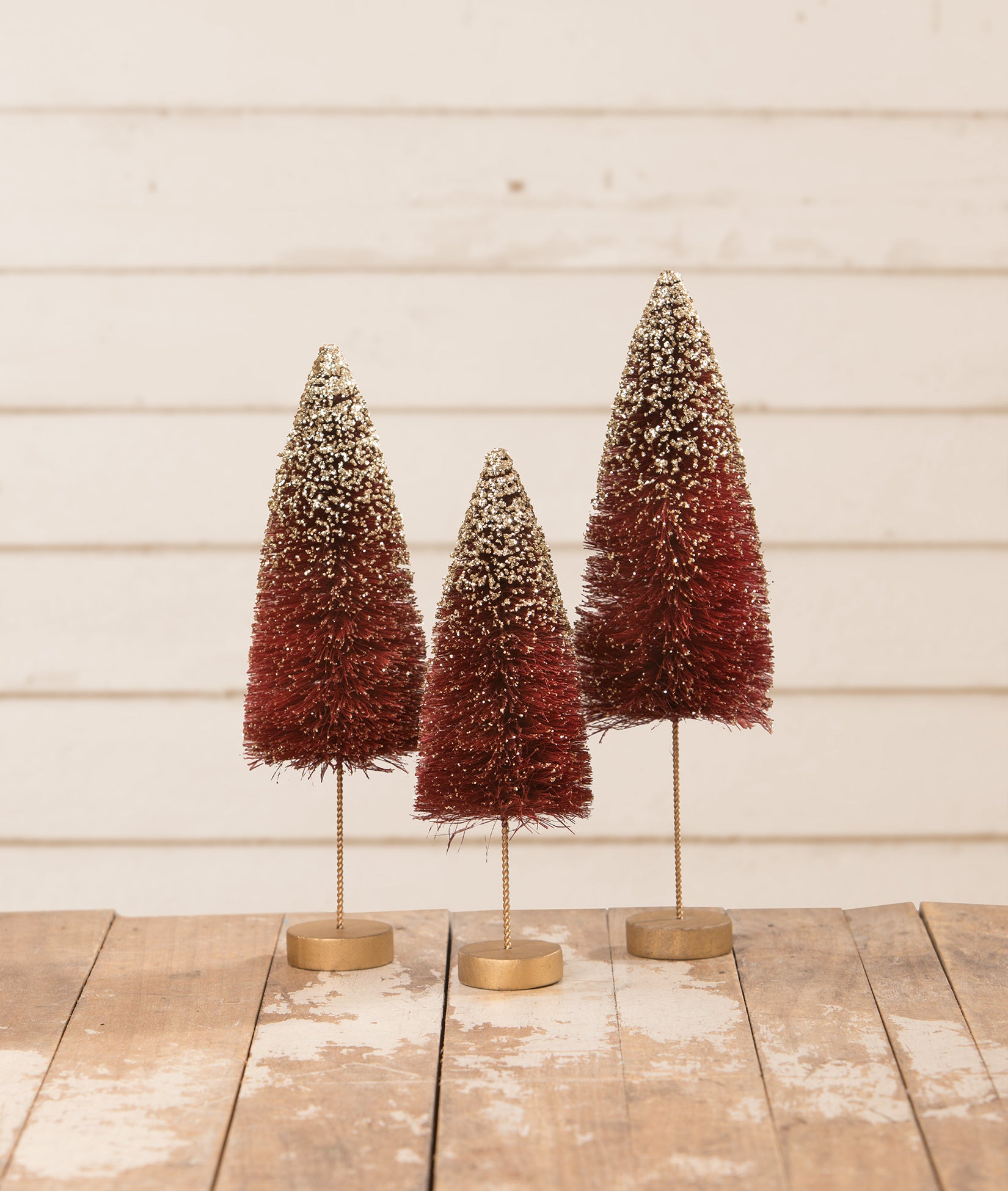 Mini Green Ombre Bottle Brush Trees  Bethany Lowe Christmas 