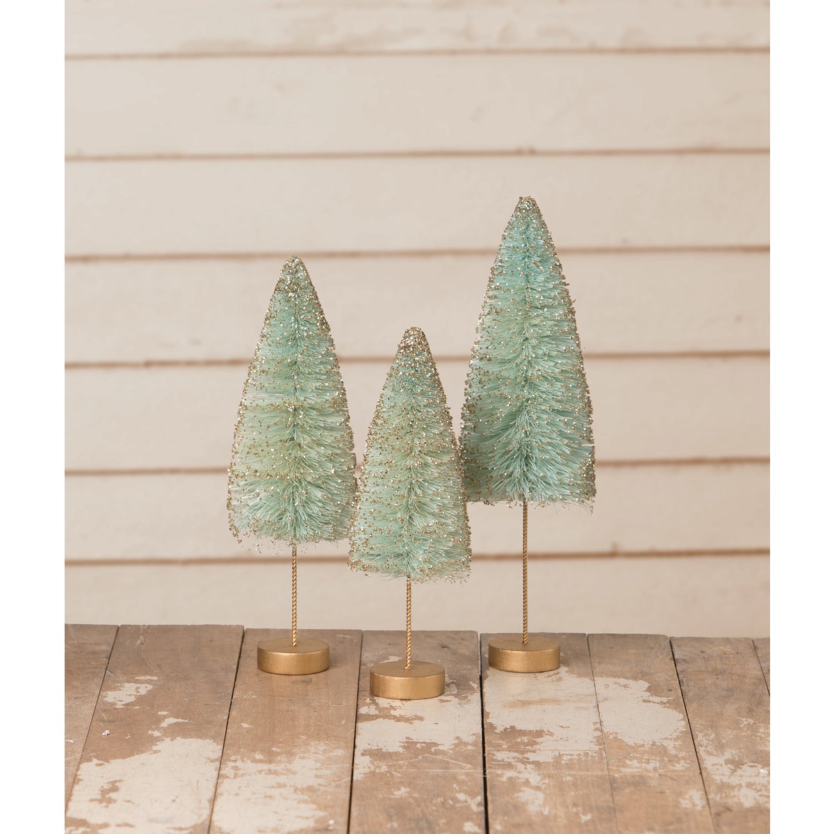 Turquoise Gold Glow Bottle Brush Trees S3