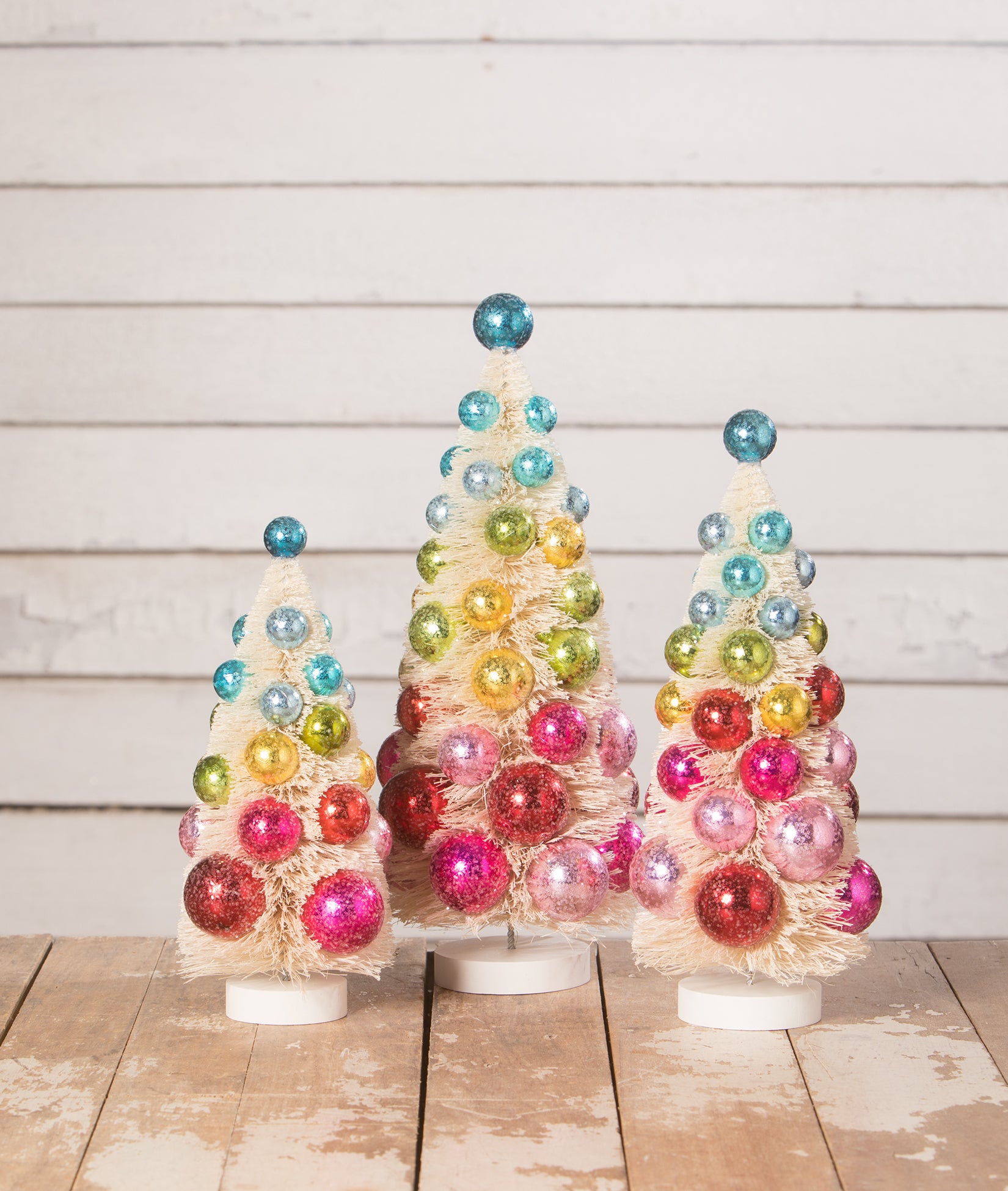 Bethany Lowe Pastel Forest Bottle Brush Trees Set of 6