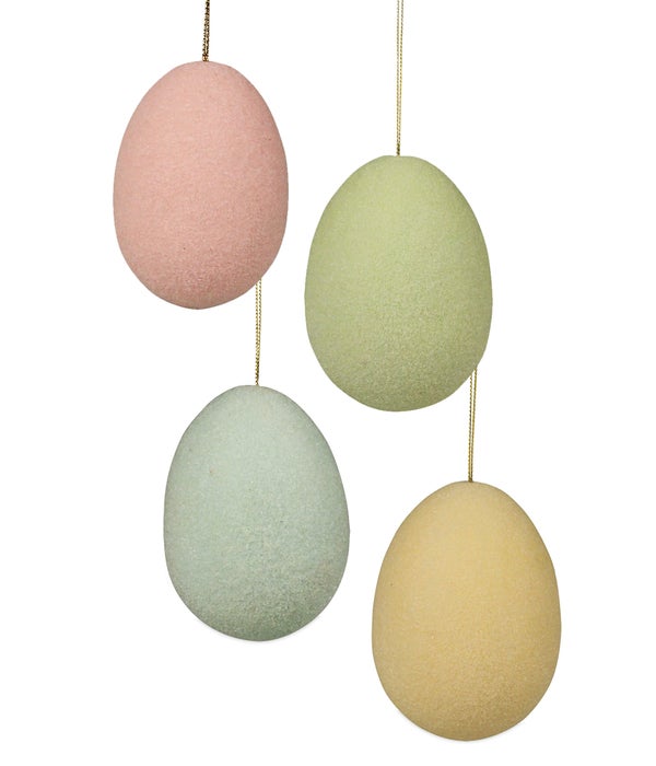 Pastel Flocked Egg Ornament Large 4A
