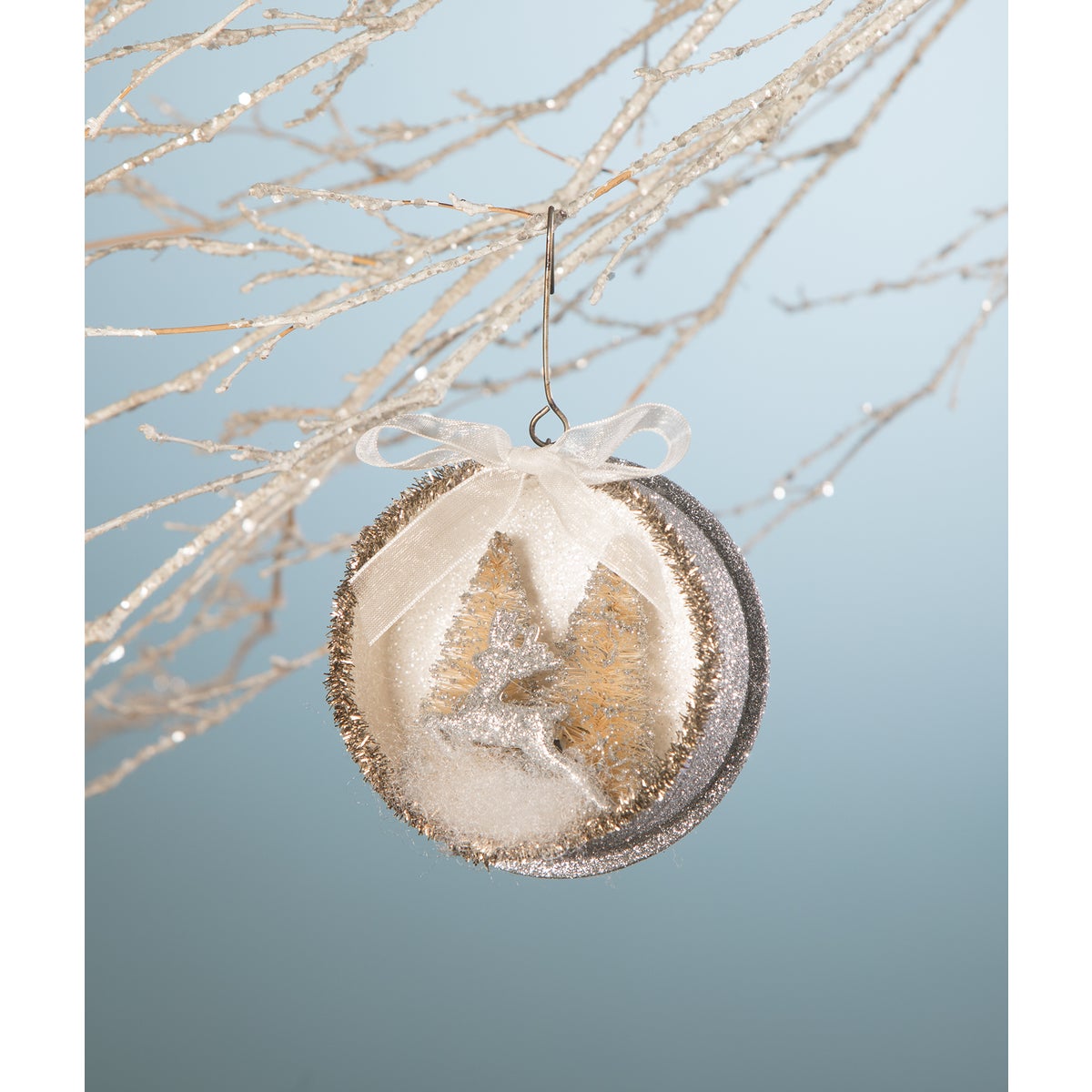 Platinum Leaping Stag Indent Ornament
