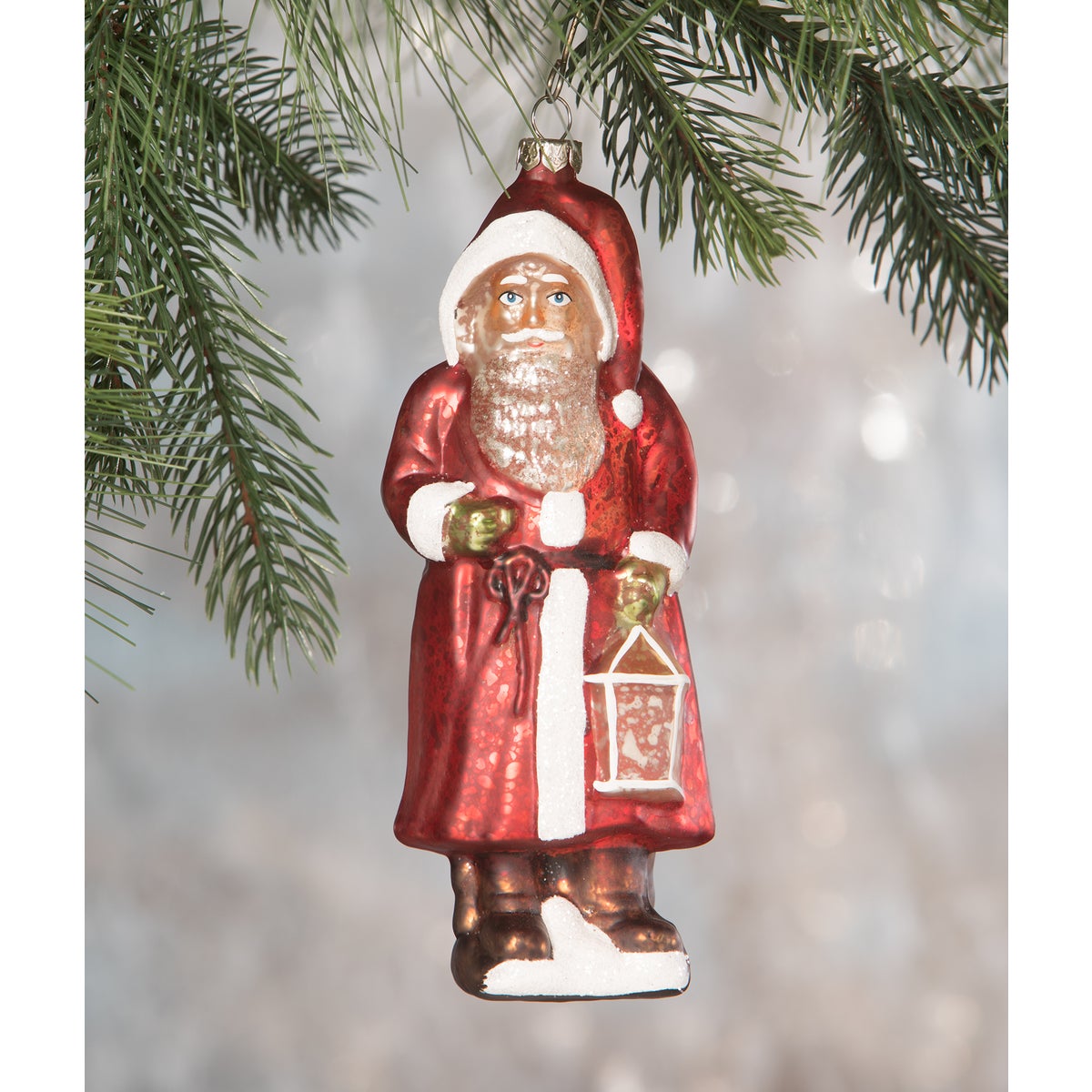 Red Robed Santa Glass Ornament