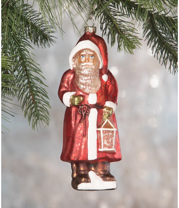 Red Robed Santa Glass Ornament