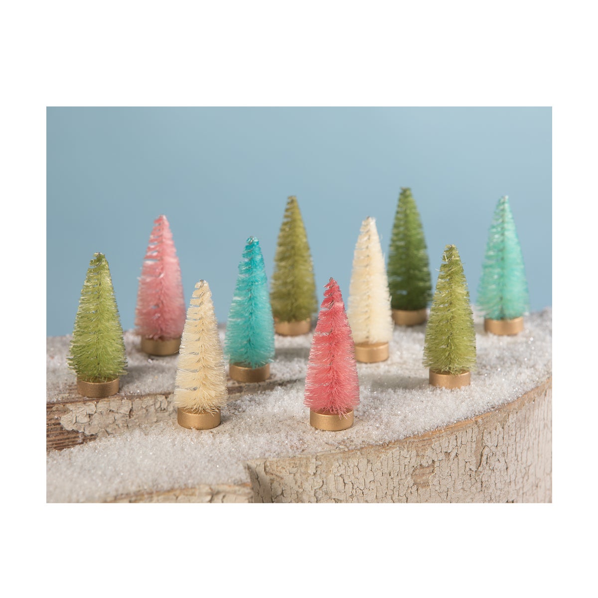 Pastel Bottle Brush Trees in Box S10