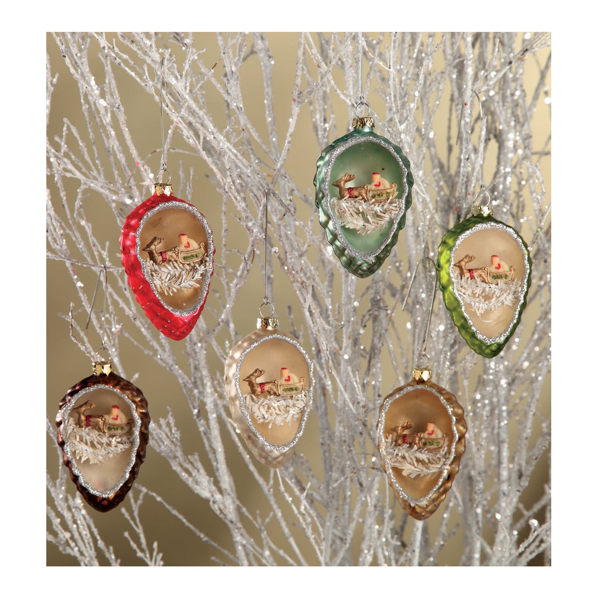 Pinecone Indent With Santa Ornament 6A