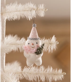 Party in Pink Snowman Ornament