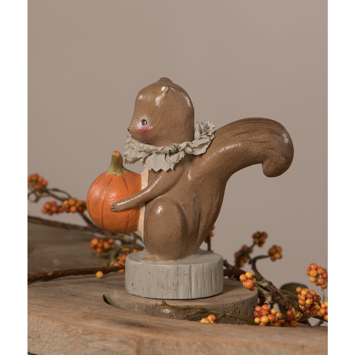 Squirrel Holding Pumpkin