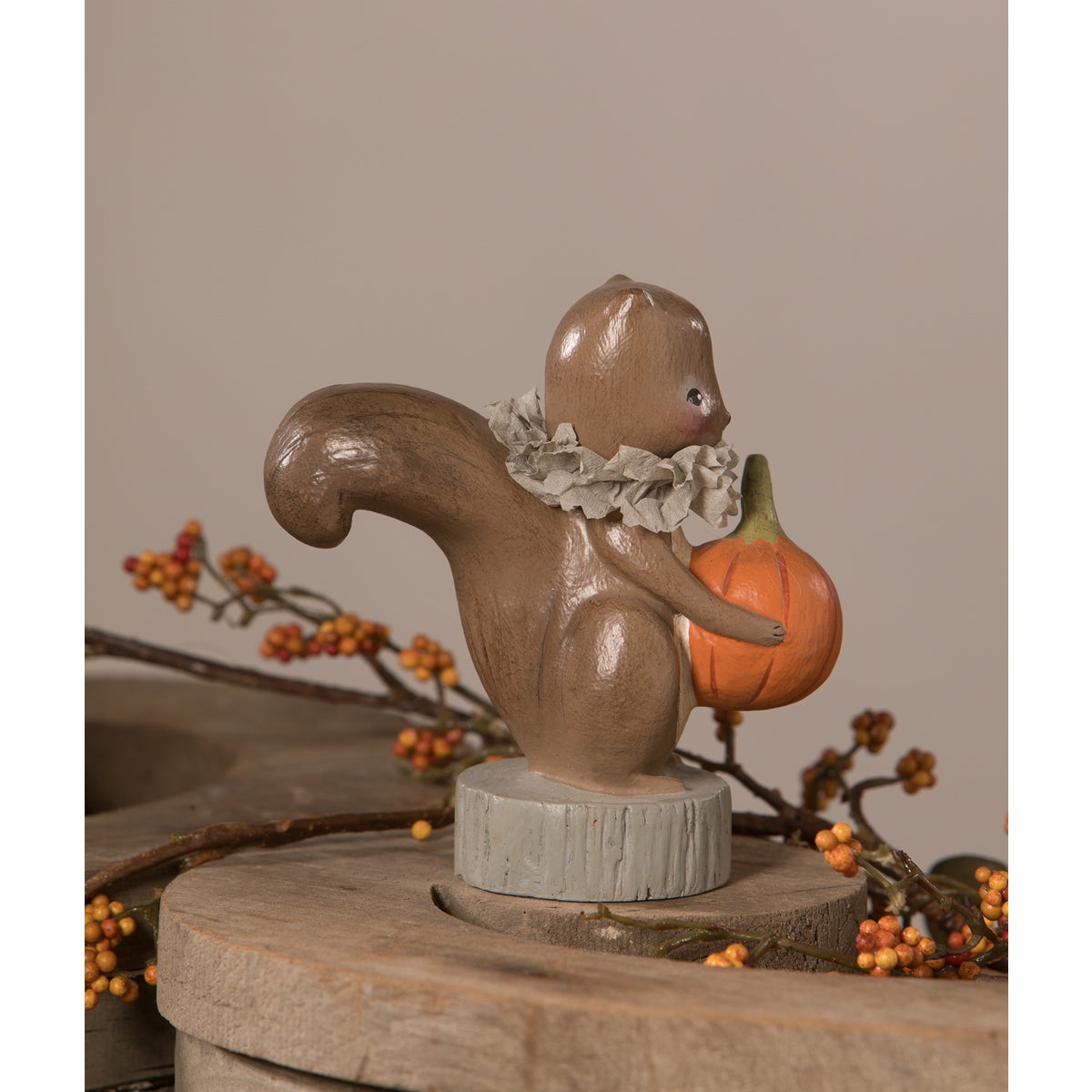 Squirrel Holding Pumpkin