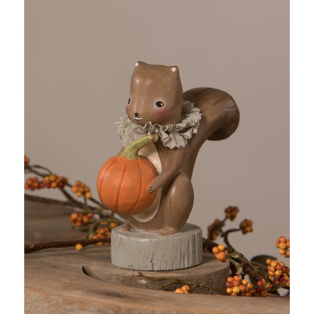 Squirrel Holding Pumpkin