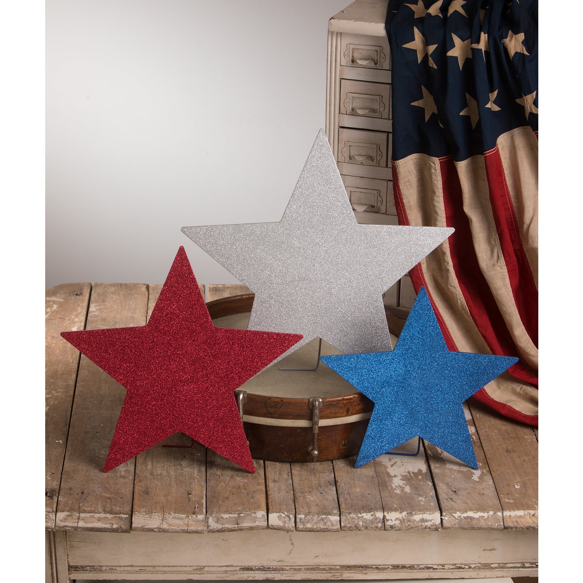Americana Glittered Standing Stars S3