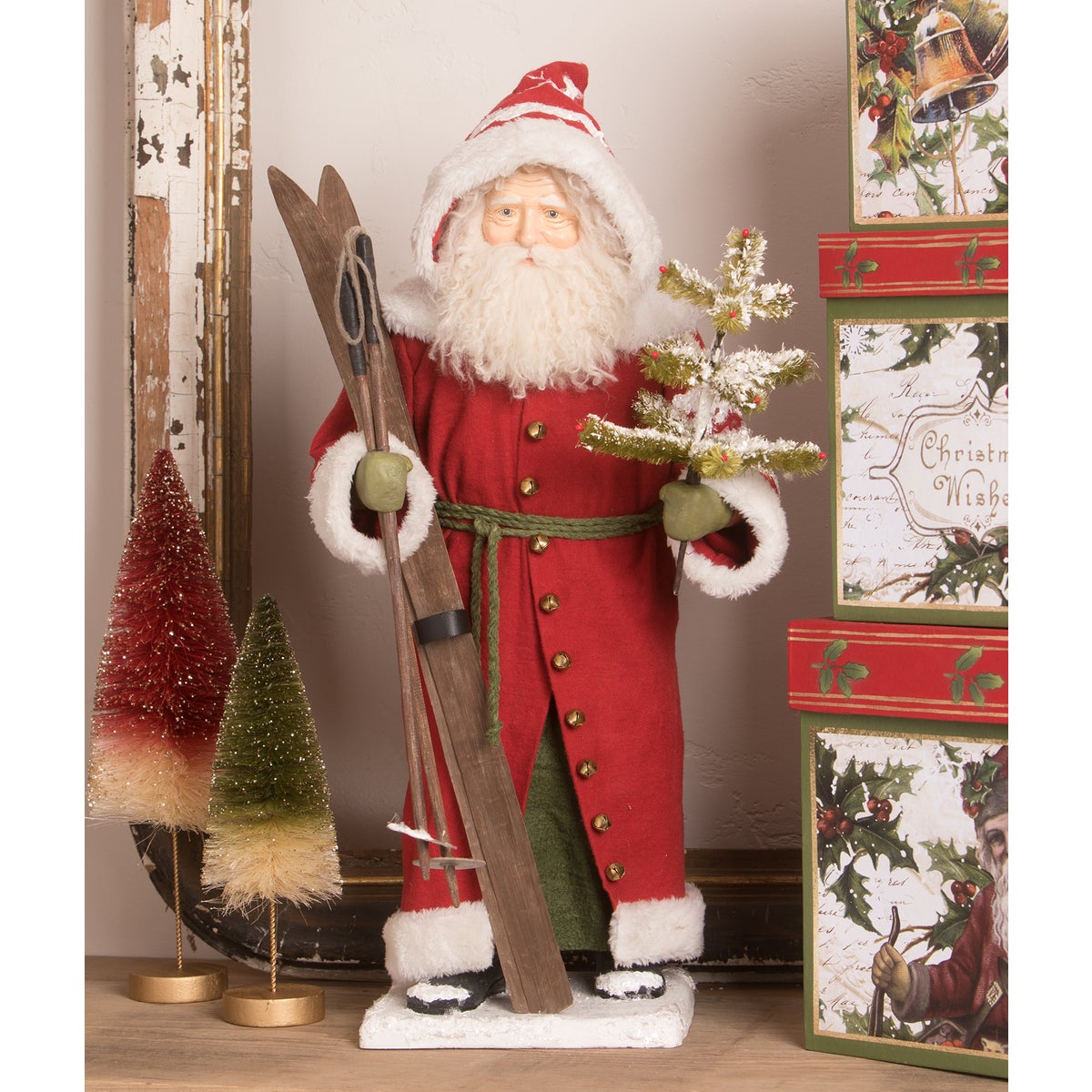 Vintage Santa with Skis