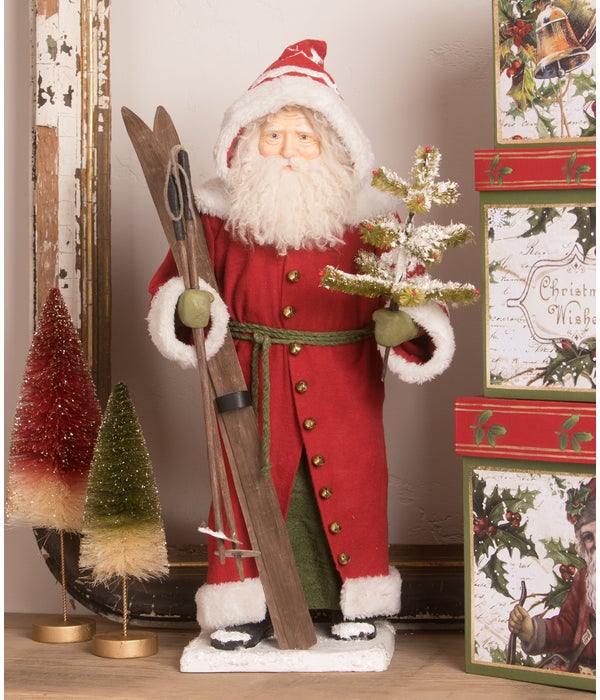 Vintage Santa with Skis