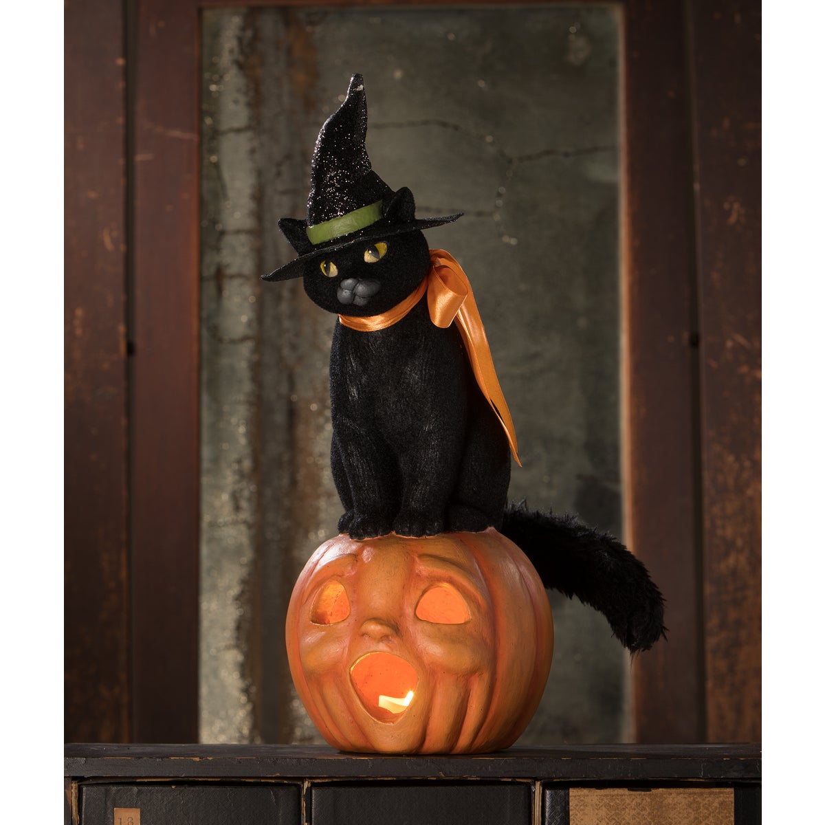 Black Cat Witch on Jack O'Lantern