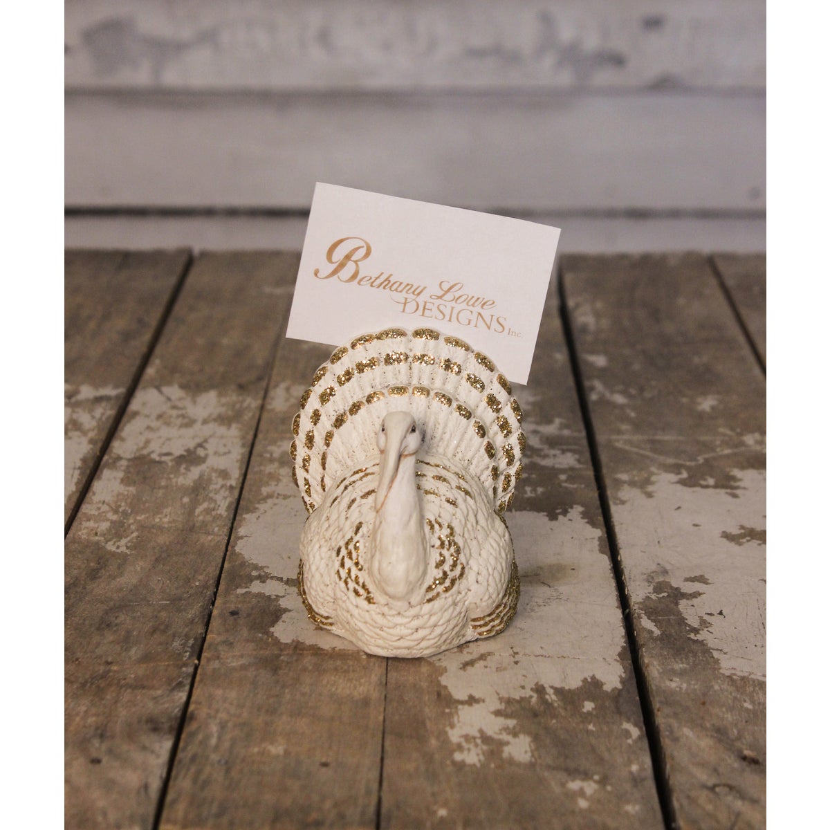 Romantic White Turkey Place Card Holder