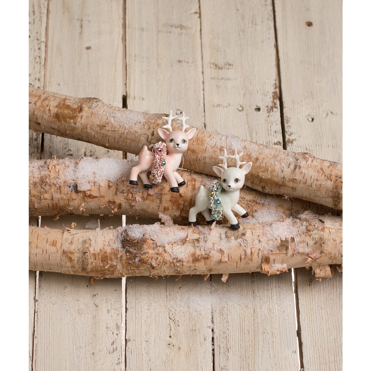 Pink Reindeer with Wreath Ornament