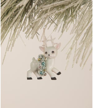 Blue Reindeer with Wreath Ornament