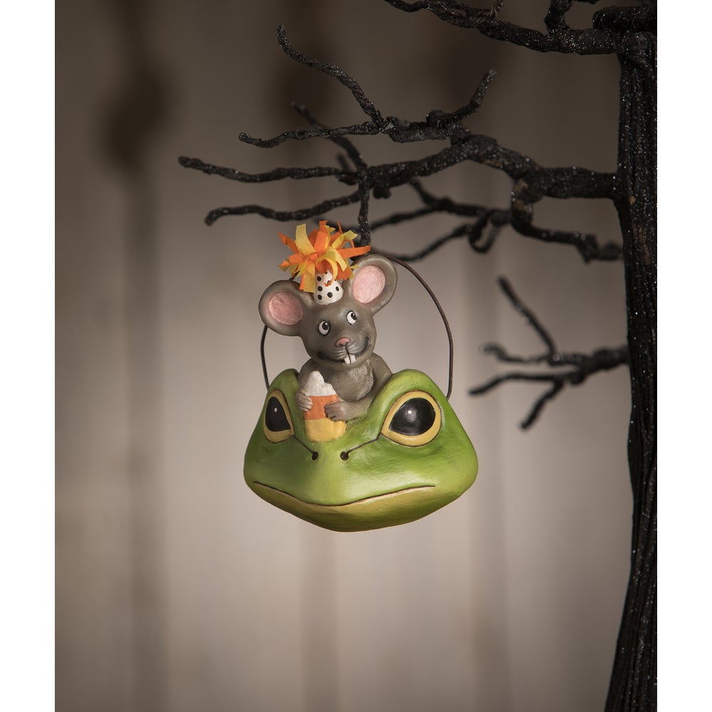 Party Mouse in Frog Ornament