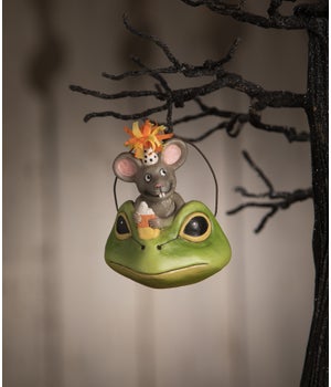 Party Mouse in Frog Ornament