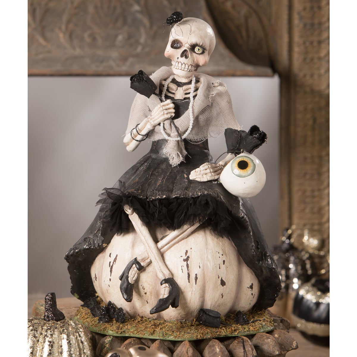 Miss Skeleton On Pumpkin