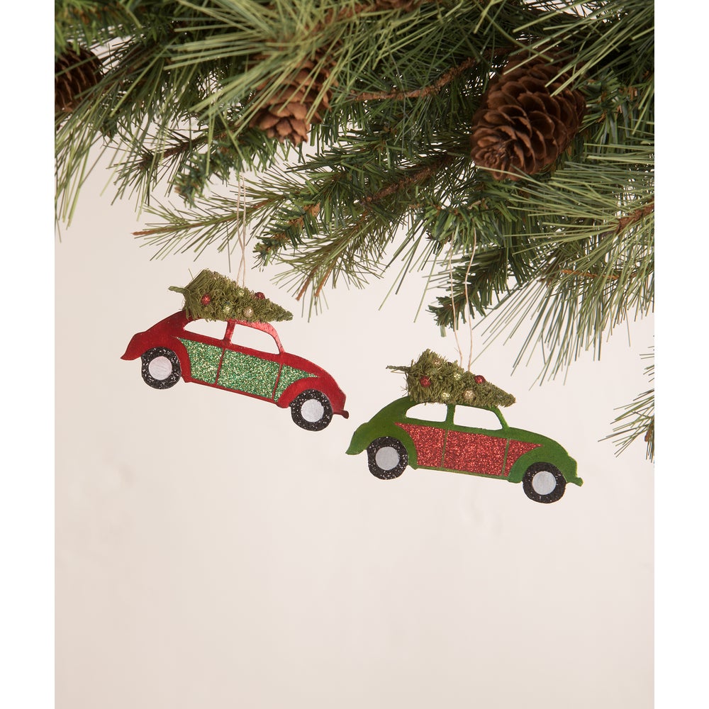 Tin Punch Buggy with Tree Ornament 2A