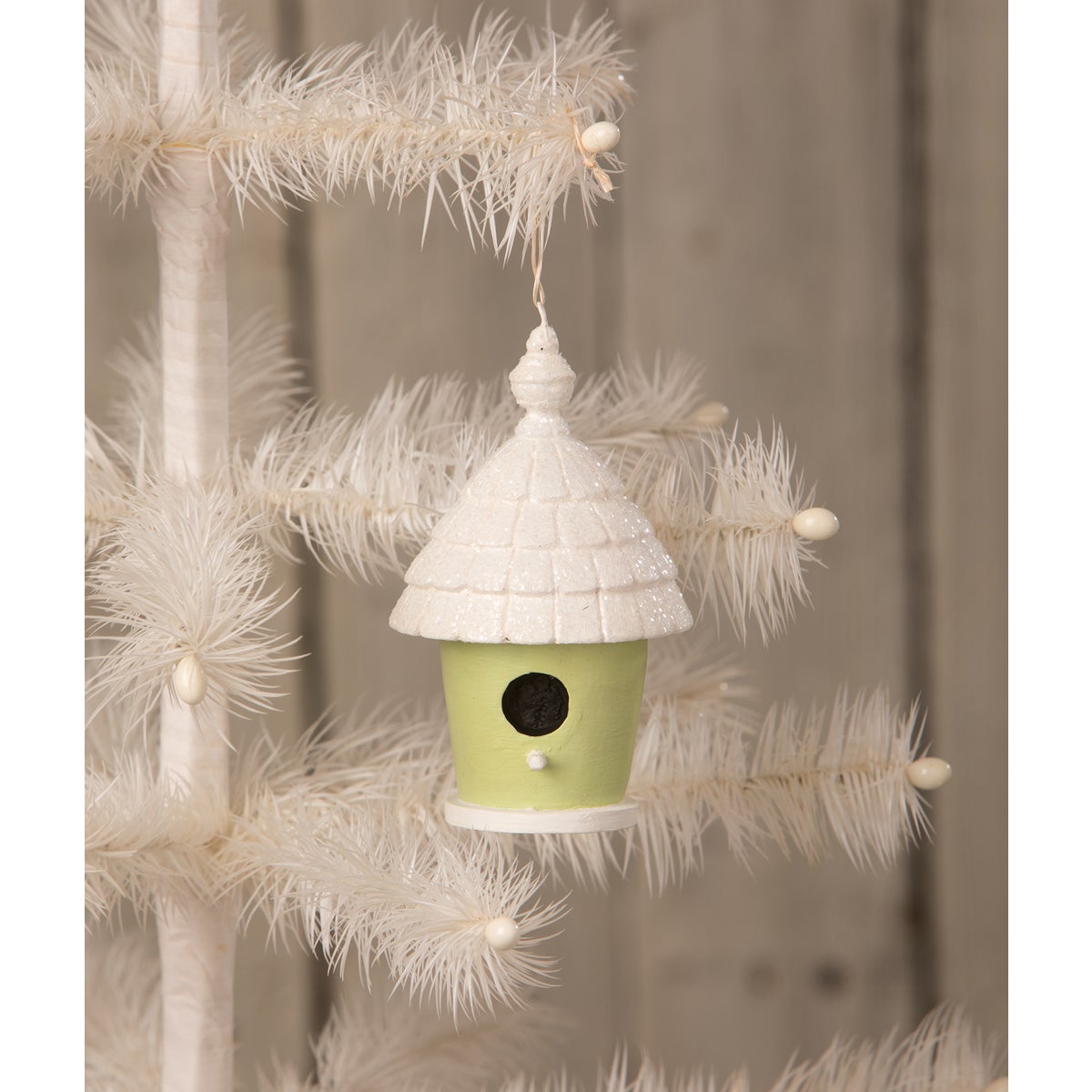 Bird House Ornament Green