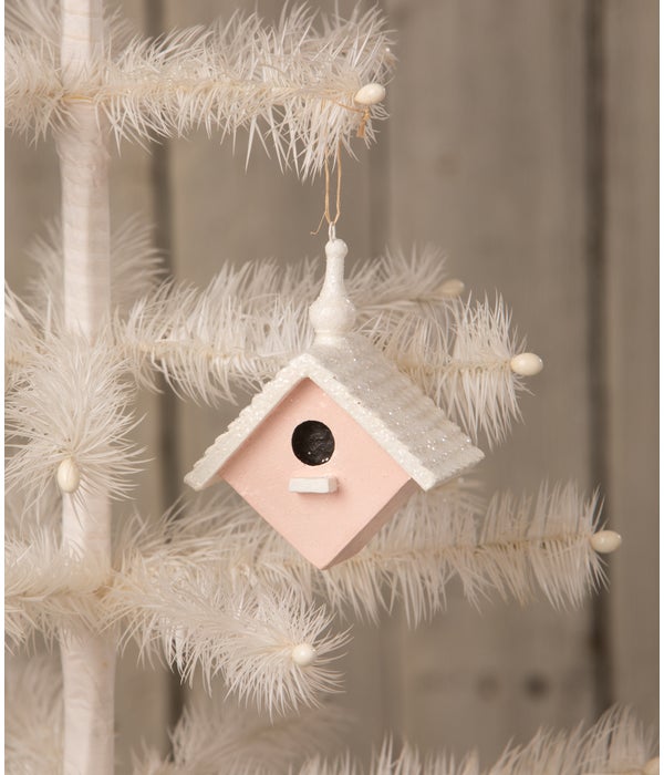 Bird House Ornament Pink