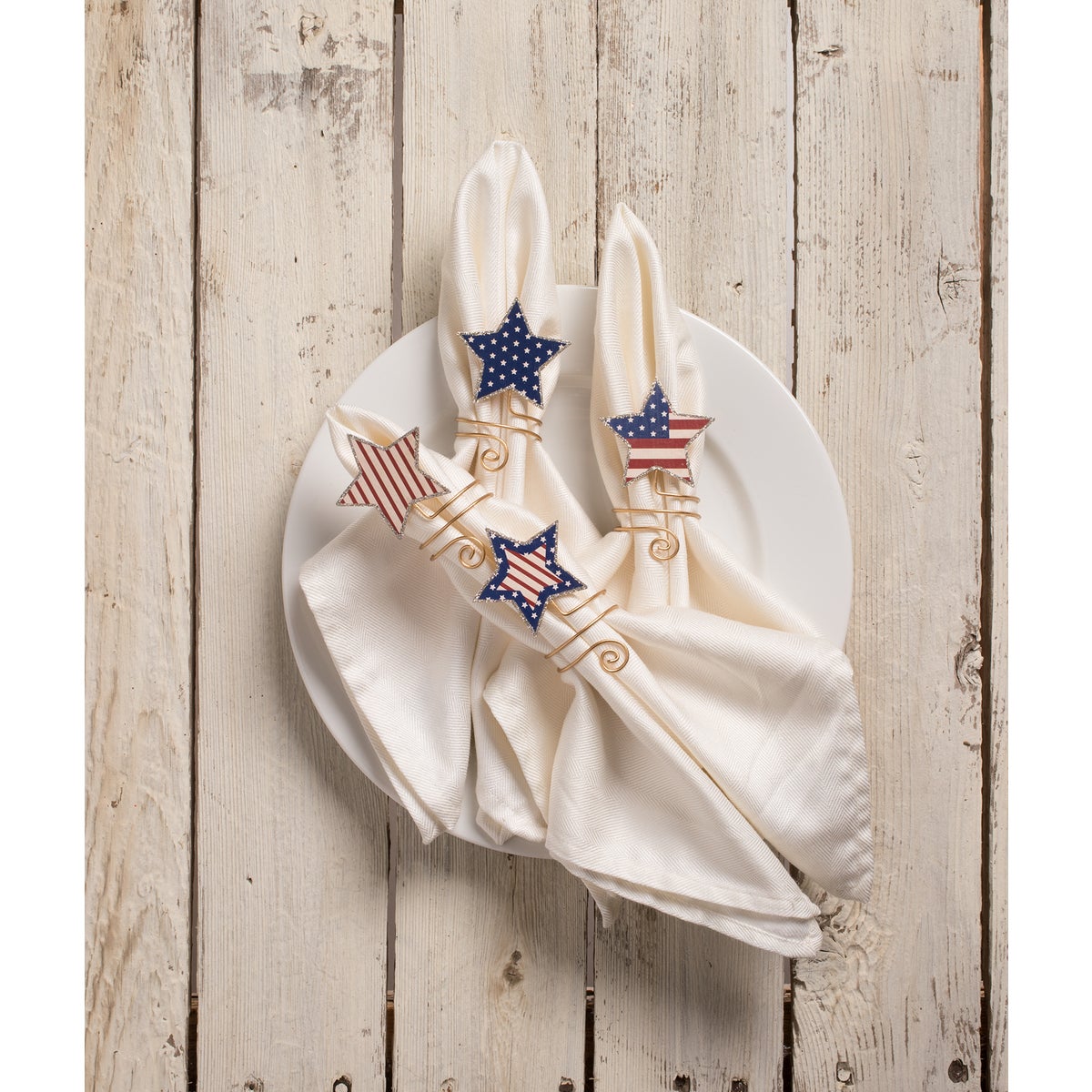 Americana Star Napkin Rings S4