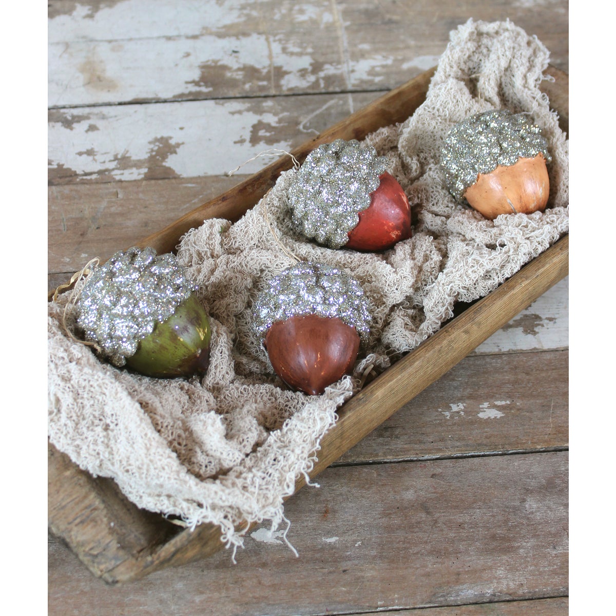 Fall Glittered Acorn Ornaments S4