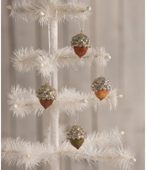 Fall Glittered Acorn Mini Ornaments S4