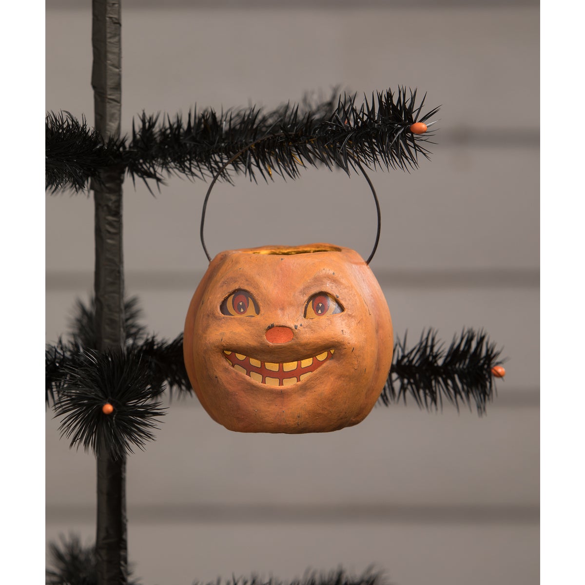 Vintage Grinning Mini Pumpkin Bucket